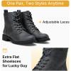 imageVepose Womens 910 Ankle Boots Lace up Flat Fashion Combat Booties Low HeelAnkle Booties910grey