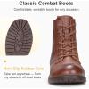 imageVepose Womens 910 Ankle Boots Lace up Flat Fashion Combat Booties Low HeelAnkle Booties910mocha Brown