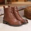 imageVepose Womens 910 Ankle Boots Lace up Flat Fashion Combat Booties Low HeelAnkle Booties910mocha Brown