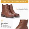 imageVepose Womens 910 Ankle Boots Lace up Flat Fashion Combat Booties Low HeelAnkle Booties910mocha Brown