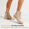 imageVepose Womens 910 Ankle Boots Lace up Flat Fashion Combat Booties Low HeelAnkle Booties910sand