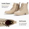 imageVepose Womens 910 Ankle Boots Lace up Flat Fashion Combat Booties Low HeelAnkle Booties910sand