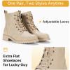 imageVepose Womens 910 Ankle Boots Lace up Flat Fashion Combat Booties Low HeelAnkle Booties910sand