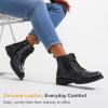 imageVepose Womens 910 Ankle Boots Lace up Flat Fashion Combat Booties Low HeelLeather Booties910lblack