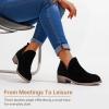 imageVepose Womens Short Ankle Boots Low Heel Western Cutout Perforated BootiesBlack Leather Cutout