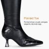 imageVepose Womens Knee High Boots Tall Dress Fashion Pointed Toe Kitten Low Heel Boots with Side ZipperBlack Pu