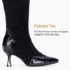 imageVepose Womens Knee High Boots Tall Dress Fashion Pointed Toe Kitten Low Heel Boots with Side ZipperBlack Suede