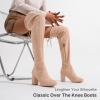 imageVepose Womens Over The Knee High Boots Suede Thigh High Boot 3 Inch Chunky Heels Zipper Adjustable Opening ShoesSand