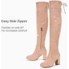 imageVepose Womens Over The Knee High Boots Suede Thigh High Boot 3 Inch Chunky Heels Zipper Adjustable Opening ShoesSand