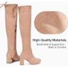 imageVepose Womens Over The Knee High Boots Suede Thigh High Boot 3 Inch Chunky Heels Zipper Adjustable Opening ShoesSand