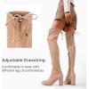 imageVepose Womens Over The Knee High Boots Suede Thigh High Boot 3 Inch Chunky Heels Zipper Adjustable Opening ShoesSand