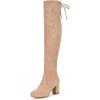 imageVepose Womens Over The Knee High Boots Suede Thigh High Boot 3 Inch Chunky Heels Zipper Adjustable Opening ShoesSand