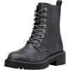 imageVepose Womens 9629 Fashion Combat Ankle Boots Lace up Booties with Inner ZipperCasual9629grey