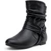 imageVepose Womens Slouch Ankle Flat Boots Fashion Short Low Heel Zipper 939A BootiesBlack Puzipper 939a