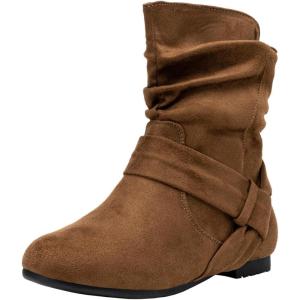 imageVepose Womens Slouch Ankle Flat Boots Fashion Short Low Heel Zipper 939A BootiesBrownzipper 939a