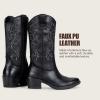 image:imageVepose Cowboy Cowgirl Boots for Women Western Embroidered MidCalf Comfortable Cute Boots Pointed Toe PullOn Low Chunky Heel for Walk Country Concert Theme Party Dance and Rodeo 9802Classic9802black