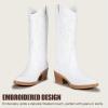 image:imageVepose Cowboy Cowgirl Boots for Women Western Embroidered MidCalf Comfortable Cute Boots Pointed Toe PullOn Low Chunky Heel for Walk Country Concert Theme Party Dance and Rodeo 9802Trendy9802white