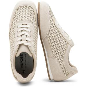 image:imageVepose Womens Casual Breathable Fashion Sneakers 8206 Trendy Lightweight Vintage Mesh Shoes Lace up TrainersBeige