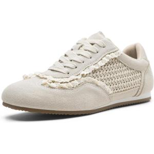 image:imageVepose Womens Fashion Sneakers Dressy Casual Square Toe Lace Detail Retro Tennis Shoes Comfortable Walking 8205 TrainersBeige Woven01