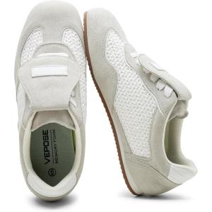 image:imageVepose Womens Fashion SneakersCasual Walking Square Toe 8203 Comfortable Vintage Breathable Woven Raffia ShoesWhite Grey