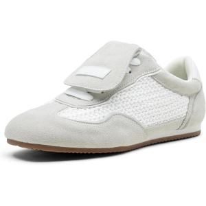 image:imageVepose Womens Fashion SneakersCasual Walking Square Toe 8203 Comfortable Vintage Breathable Woven Raffia ShoesWhite Grey01