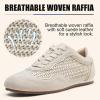 image:imageVepose Womens Retro Square Toe GAT Sneakers Suede Trainers with Removable Flap Arch Support Walking Shoes for Office Travel 8203Beige