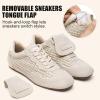 image:imageVepose Womens Retro Square Toe GAT Sneakers Suede Trainers with Removable Flap Arch Support Walking Shoes for Office Travel 8203Beige