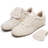 image:imageVepose Womens Retro Square Toe GAT Sneakers Suede Trainers with Removable Flap Arch Support Walking Shoes for Office Travel 8203Beige01
