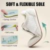 image:imageVepose Womens Retro Square Toe GAT Sneakers Suede Trainers with Removable Flap Arch Support Walking Shoes for Office Travel 8203White Grey
