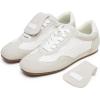image:imageVepose Womens Retro Square Toe GAT Sneakers Suede Trainers with Removable Flap Arch Support Walking Shoes for Office Travel 8203White Grey01