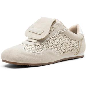 image:imageVepose Womens Retro Square Toe GAT Sneakers Suede Trainers with Removable Flap Arch Support Walking Shoes for Office Travel 8203Beige01