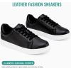 image:imageVepose Womens Walking Sneakers White Dressy Tennis Shoes with Arch Support Lace up Casual Low Top Fashion Travel ShoesAblack8003