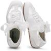 image:imageVepose Womens Satin amp Suede Gat Sneakers Retro Classic Ribbon Lace Trainers with Memory Foam Lightweight NonSlip Gum Sole Walking Shoes for Travel and AllDay Wear 8202White