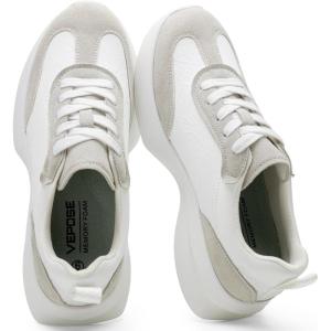 image:imageVepose Womens Fashion Sneakers 2026 Comfortable Lightweight Braided Casual Footwear with Arch Support 8216 Lace up Tennis Walking Shoes for Daily WearWhite Grey8216sneakers