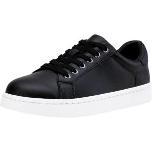 image:imageVepose Womens Walking Sneakers White Dressy Tennis Shoes with Arch Support Lace up Casual Low Top Fashion Travel ShoesBlackleather