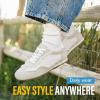 image:imageVepose Womens Casual Dressy Retro Gat Fashion Sneakers Square Toe Suede Woven Raffia Lace Walking Tennis Shoes Comfortable Cute Memory Foam Lightweight Everyday Travel 8205Whitegrey Woven