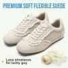 image:imageVepose Womens Casual Dressy Retro Gat Fashion Sneakers Square Toe Suede Woven Raffia Lace Walking Tennis Shoes Comfortable Cute Memory Foam Lightweight Everyday Travel 8205Beige Woven