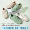 image:imageVepose Womens Casual Dressy Retro Gat Fashion Sneakers Square Toe Suede Woven Raffia Lace Walking Tennis Shoes Comfortable Cute Memory Foam Lightweight Everyday Travel 8205Green Suede
