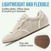 image:imageVepose Womens Casual Dressy Retro Gat Fashion Sneakers Square Toe Suede Woven Raffia Lace Walking Tennis Shoes Comfortable Cute Memory Foam Lightweight Everyday Travel 8205Beige Suede