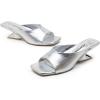 image:imageVepose Womens Heeled Sandals Comfortable Cute 2 Inch Sculptural Low Chunky Block Heels Sexy Square Open Toe Slip on Sandals for Wedding Prom Party Elegantes Sandalias 6112Silver Pu