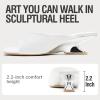 image:imageVepose Womens Heeled Sandals Comfortable Cute 2 Inch Sculptural Low Chunky Block Heels Sexy Square Open Toe Slip on Sandals for Wedding Prom Party Elegantes Sandalias 6112White