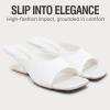 image:imageVepose Womens Heeled Sandals Comfortable Cute 2 Inch Sculptural Low Chunky Block Heels Sexy Square Open Toe Slip on Sandals for Wedding Prom Party Elegantes Sandalias 6112White
