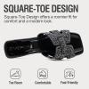 image:imageVepose Womens Low Chunky Heel 22 Inch Sandals Square Open Toe Dress 6109 Sandals Comfortable SlipOn Design with Rhinestones Sexy Evening Party ShoesBlack