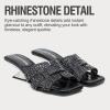image:imageVepose Womens Low Chunky Heel 22 Inch Sandals Square Open Toe Dress 6109 Sandals Comfortable SlipOn Design with Rhinestones Sexy Evening Party ShoesBlack