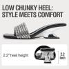 image:imageVepose Womens Low Chunky Heel 22 Inch Sandals Square Open Toe Dress 6109 Sandals Comfortable SlipOn Design with Rhinestones Sexy Evening Party ShoesBlack Rhinestone