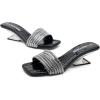 image:imageVepose Womens Low Chunky Heel 22 Inch Sandals Square Open Toe Dress 6109 Sandals Comfortable SlipOn Design with Rhinestones Sexy Evening Party ShoesBlack01