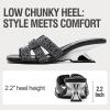 image:imageVepose Womens Low Chunky Heel 22 Inch Sandals Square Open Toe Dress 6109 Sandals Comfortable SlipOn Design with Rhinestones Sexy Evening Party ShoesBlack