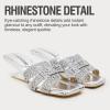image:imageVepose Womens Low Chunky Heel 22 Inch Sandals Square Open Toe Dress 6109 Sandals Comfortable SlipOn Design with Rhinestones Sexy Evening Party ShoesSilver