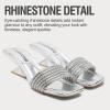 image:imageVepose Womens Low Chunky Heel 22 Inch Sandals Square Open Toe Dress 6109 Sandals Comfortable SlipOn Design with Rhinestones Sexy Evening Party ShoesSilver Rhinestone