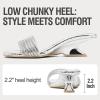 image:imageVepose Womens Low Chunky Heel 22 Inch Sandals Square Open Toe Dress 6109 Sandals Comfortable SlipOn Design with Rhinestones Sexy Evening Party ShoesSilver Rhinestone